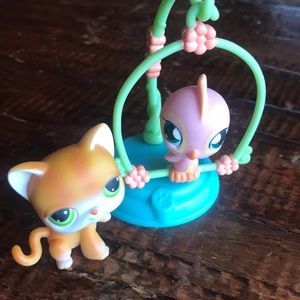 Littlest pet shop shorthair cat and parakeet